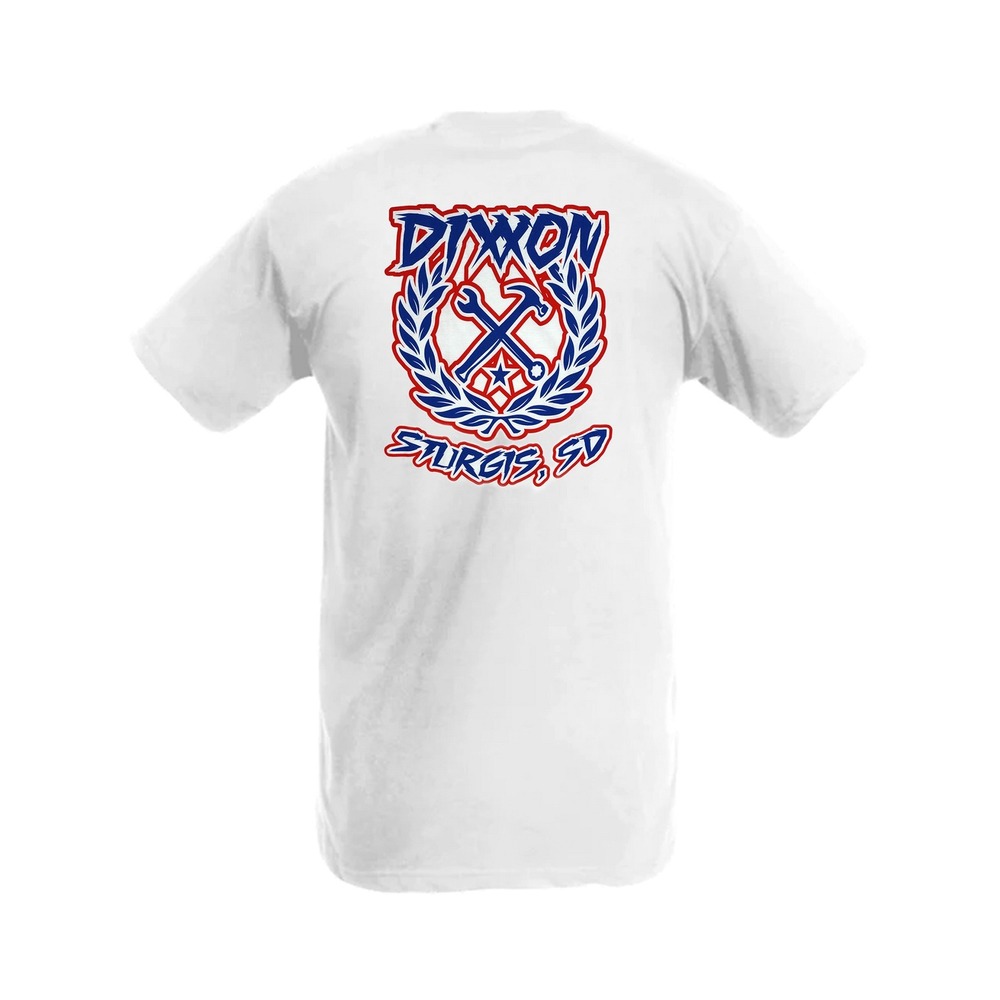 New DIXXON STURGIS USA SKETCHY CREST‎ T-SHIRT WHITE/BLUE/RED - MENS 3XL